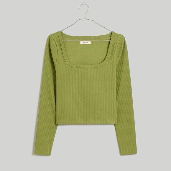 NWT Madewell Square-Neck Long-Sleeve Crop Tee in Sleekhold - Picture 1 of 4